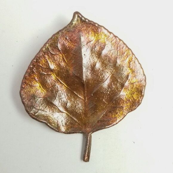Vintage Jewelry - Vintage Brown Copper Color Leaf Shape Brooch, Natrue Forest Lapel Pin, Estate